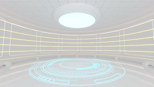 Creative round room, empty presentation room.