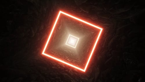 Glow Square Light Stone Cave Tunnel Rotation VJ Loop