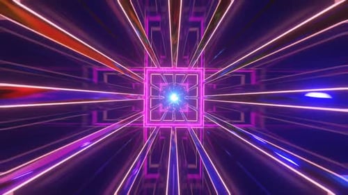 3d Render Flying Through a Tunnel Consisting of Geometric Cubes