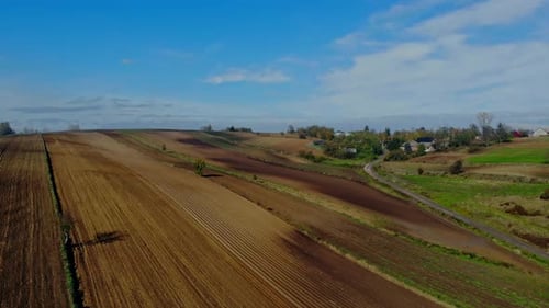 Aerial View of Agricultural Field in Rural Landscape