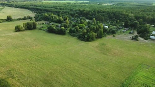 Village In The Middle Of The Forest. Rural Landscape.