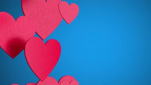 Romantic Red Hearts Gracefully Scroll Upward Background Animation