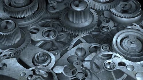 Intricate Industrial Gears Rotating Loop Animation Background