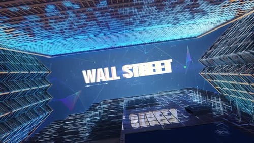 Digital Skyscrapers Business Word Wall Street