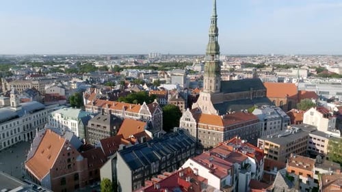 Beautiful Aerial View of Riga City the Capital of Latvia