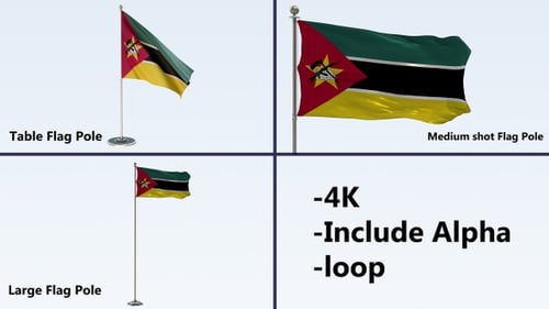 Realistic Mozambique Flag Waving with Alpha Channel