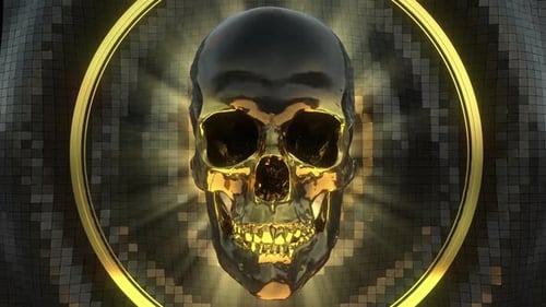 Luxurious Golden Skull Animated Loop with Geometric Background