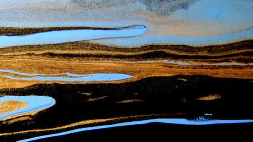 Abstract Bronze, Black, and Blue Paint Swirling