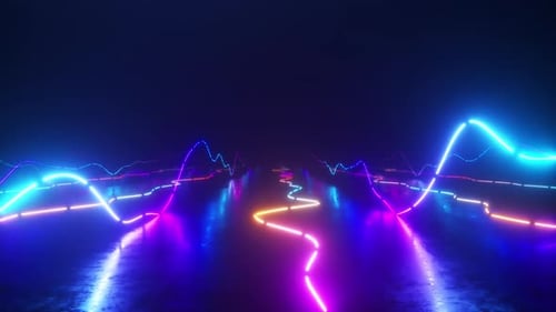 Abstract Neon Wavy Lines Energy Background