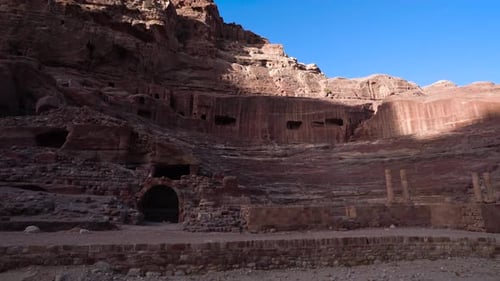 Rock Stone Auditorium Which Consists of Three Horizontal Sections of Seats in Ancient City of Petra
