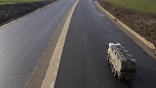 Following Industrial Truck Aerial View