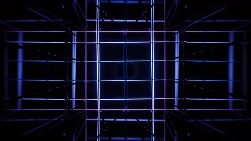 VJ Loop Abstract Mirror Tunnel Blue Lines