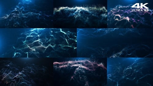 Abstract Digital Particle Waves Motion Background