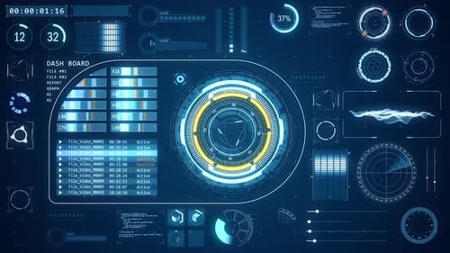 HUD-Technologie-Schnittstellenbildschirm mit futuristischen Elementen abstrakter Hintergrund