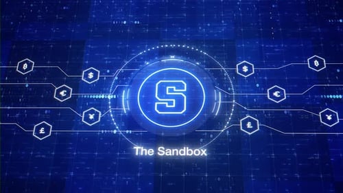 Logo animado de The Sandbox. El Logo de la criptomoneda Sandbox. Introducción a SAND. Animación de cripto SAND.
