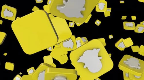 Falling 3D Snapchat Icons Social Media Animation