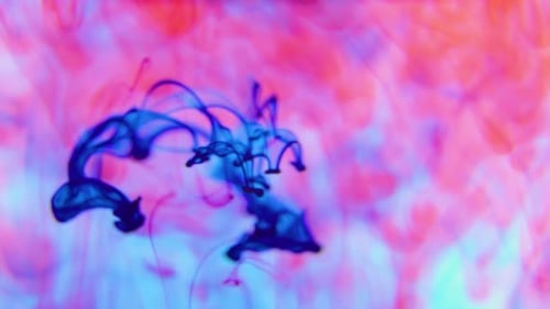 Vibrant Colored Ink Swirling in Water