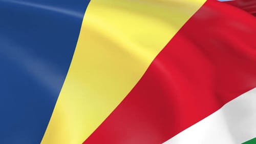 Realistic Seychelles Flag Waving Loop Animation