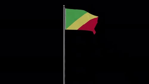 Congo Republic Flag Waving Realistic Loop
