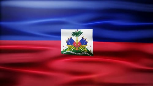 Waving Haiti Flag With National Emblem Seamless Loop
