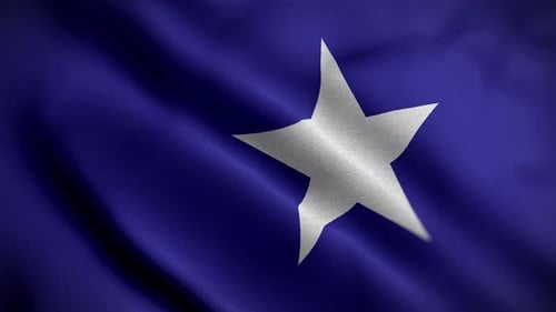 Seamless Waving Blue Flag with White Star Loop