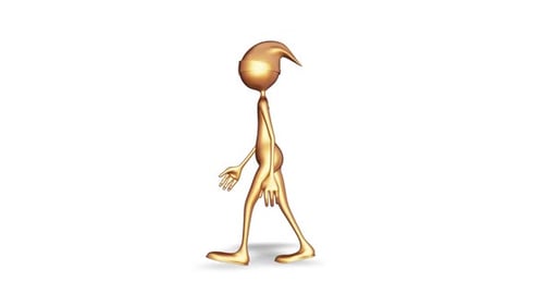3d Character Gold Man Walking Loop On White Background