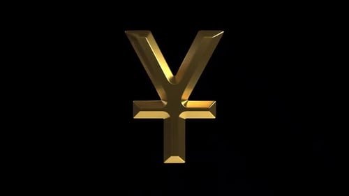 Golden 3D Yen Currency Symbol Rotating Loop