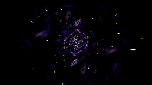 Abstract Purple Energy Tunnel with Glowing Particles Loop