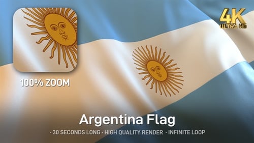 Realistic Waving Flag of Argentina Animation Loop