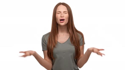 Woman Making Frustrated Facial Expressions