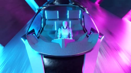 Flying a Robot Behind the Wheel of a Futuristic Car