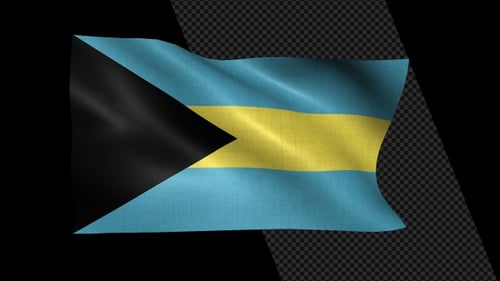Bahamas National Flag Waving in Realistic Fabric Animation