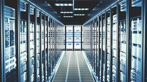 Cloud Computing Datacenter Server Room Servers Racks in Modern Data Center