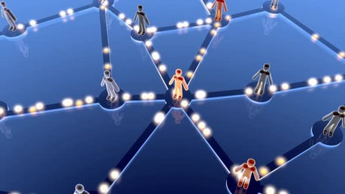 3D Animated Network of People Connections Spreading