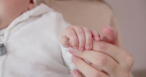 Adorable Infant Hand Holding an Adult Finger