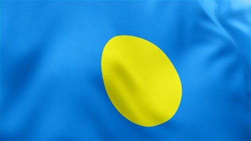 Seamlessly Waving Realistic Palau Flag Loop Animation