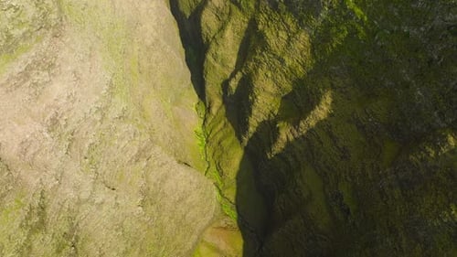 Hawaii Cinematic Tropical Nature Background Top Down Deep Steep Green Canyon