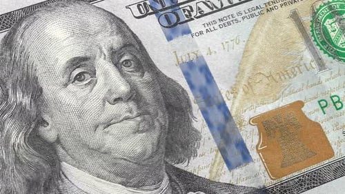 Macro Close-up of United States One Hundred Dollar Bill