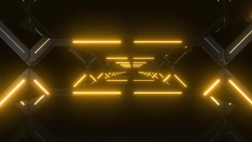 Futuristic Neon Tunnel Flythrough Abstract Animation