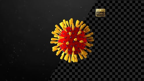 Animated 3D Virus Cell Rotating with Alpha Channel