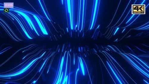 Dynamic Blue Neon Lines Abstract Futuristic Tunnel Background