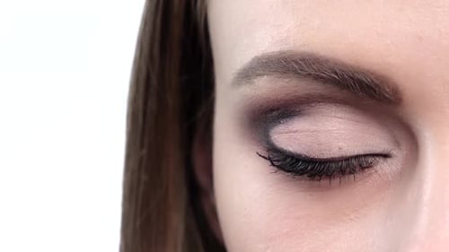 Blue Eye Makeup. Beautiful Eyes Makeup. Closeup