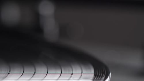 Spinning Vinyl Record with Needle Close-up