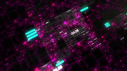 Futuristic Digital Data Grid with Neon Numbers
