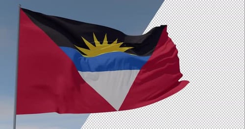flag Antigua and Barbuda patriotism national freedom, seamless loop, alpha channel
