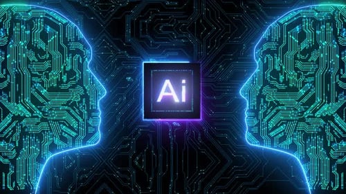 Futuristic AI Brain Circuit Technology Loop Animation