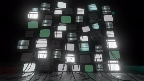 Retro TV Wall Glitch and Static Animation Loop