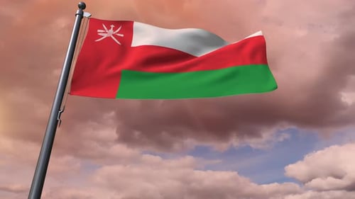 Realistic Oman Flag Waving on Pole