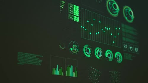 Futuristic Digital Data Display with Animated HUD Elements