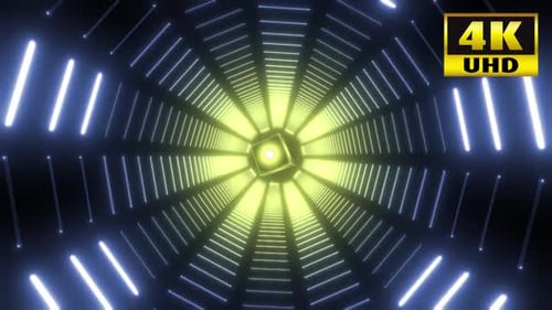 Futuristic Neon Tunnel with Pulsating Equalizer Bars Background Loop